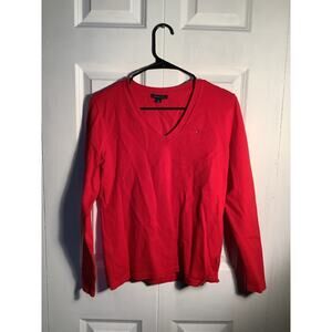 Tommy Hilfiger Red V Neck Sweater